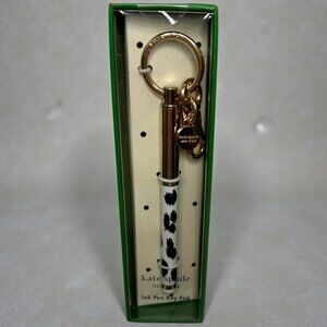 Kate Spade New York Metal Ink Pen Key Fob, Black Ink Ballpoint Keychain Pen